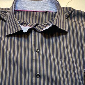Arnold Zimberg Men's Striped Button-Down Shirt flip cuff size XT